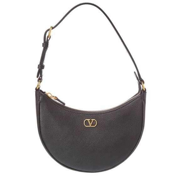 Valentino Vlogo Signature Mini Leather Hobo Bag Black